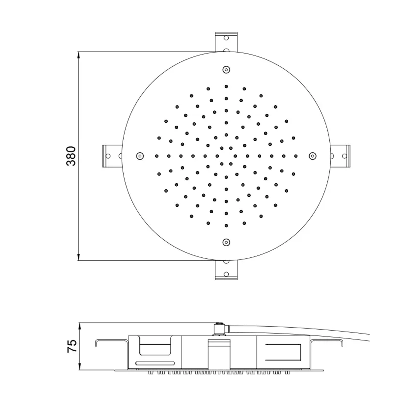 Rysunek techniczny Deszczownica Round MonoJet 280