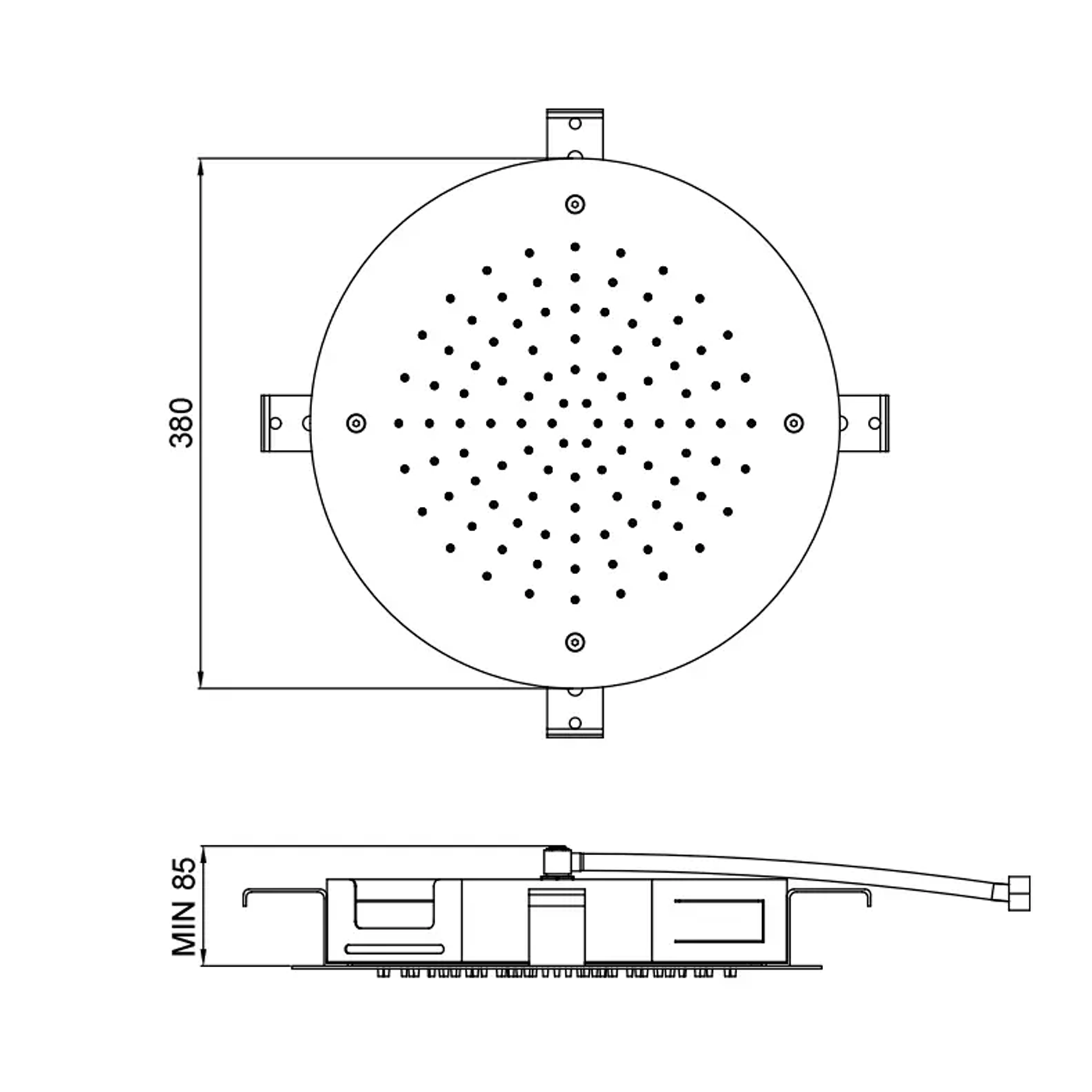 Rysunek techniczny Deszczownica Round MonoJet 380