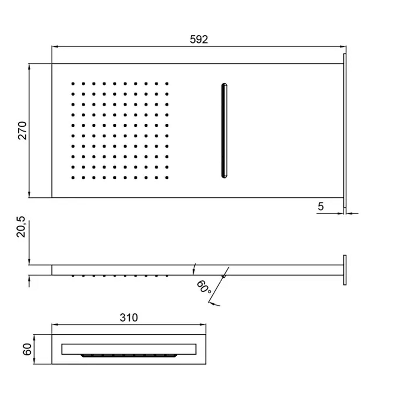 Deszczownica Slim Square 2-strumienie