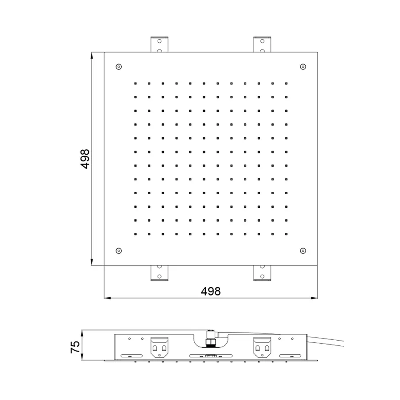 Rysunek techniczny Deszczownica Square MonoJet 500x500