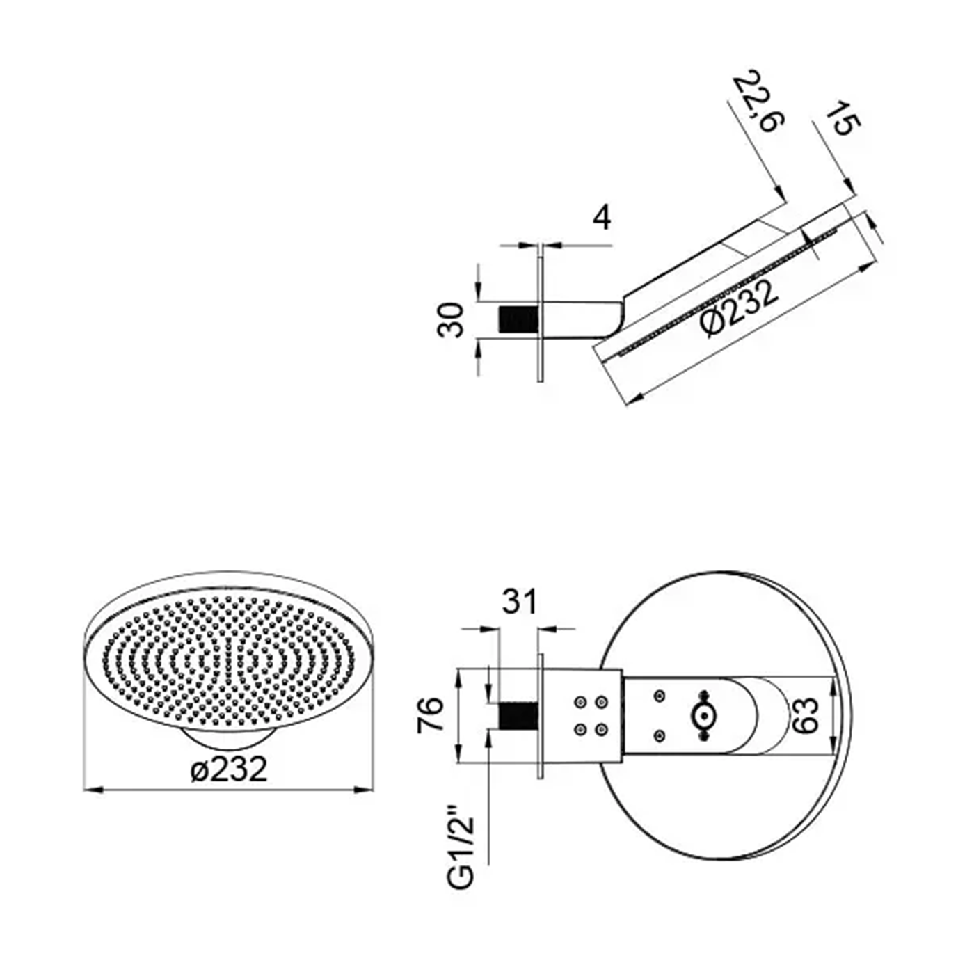 Rysunek techniczny deszczownica Sway Round